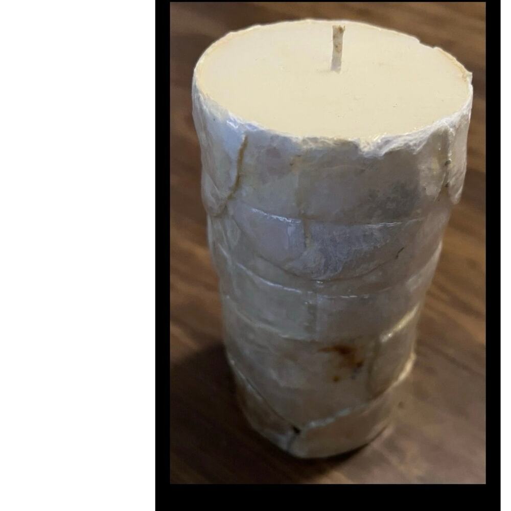 Vintage New Homemade Decorative Unscented Seashell Exterior Beige Cream  Candle
